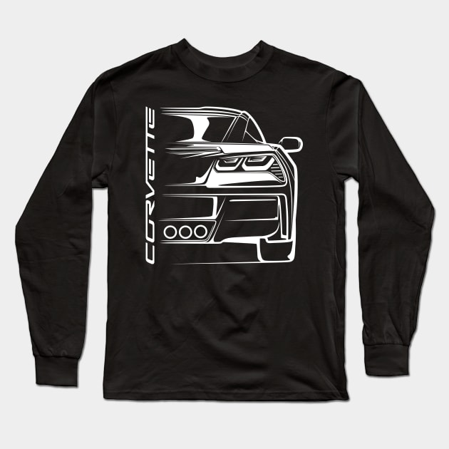 Corvette Stingray C7 Silhouette Long Sleeve T-Shirt by CreativeRAS